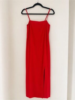 NWT Antonio Melani Red Linen Blend Midi Slip Dress XS